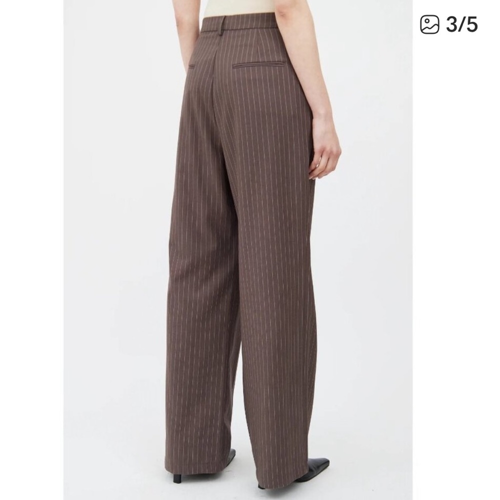 Reformation Chocolate Striped Dress Pants